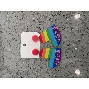 Rainbow Heart LOVE Earrings